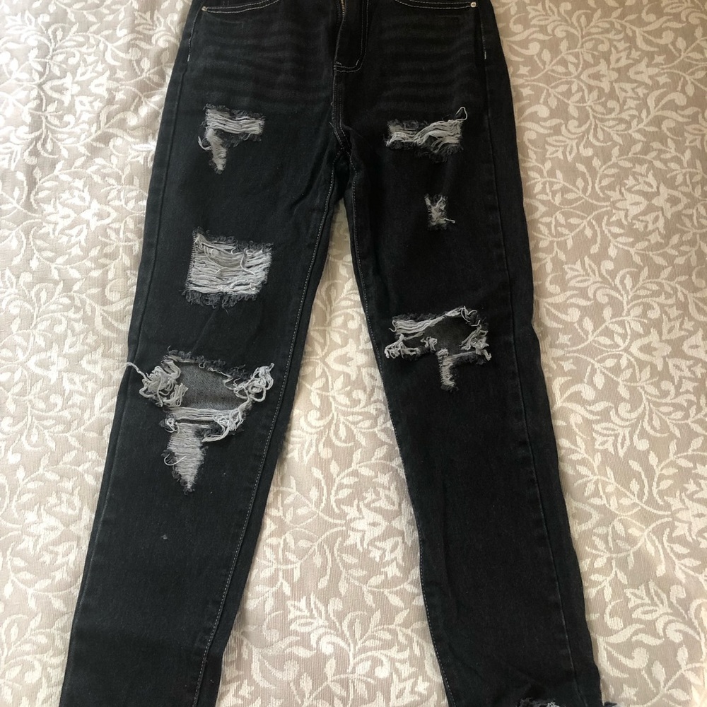 Shein black jeans ripped